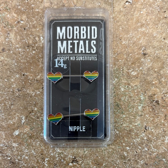 Morbid Metals Jewelry - Morbid Metals Multicolor Heart Nipple Rings